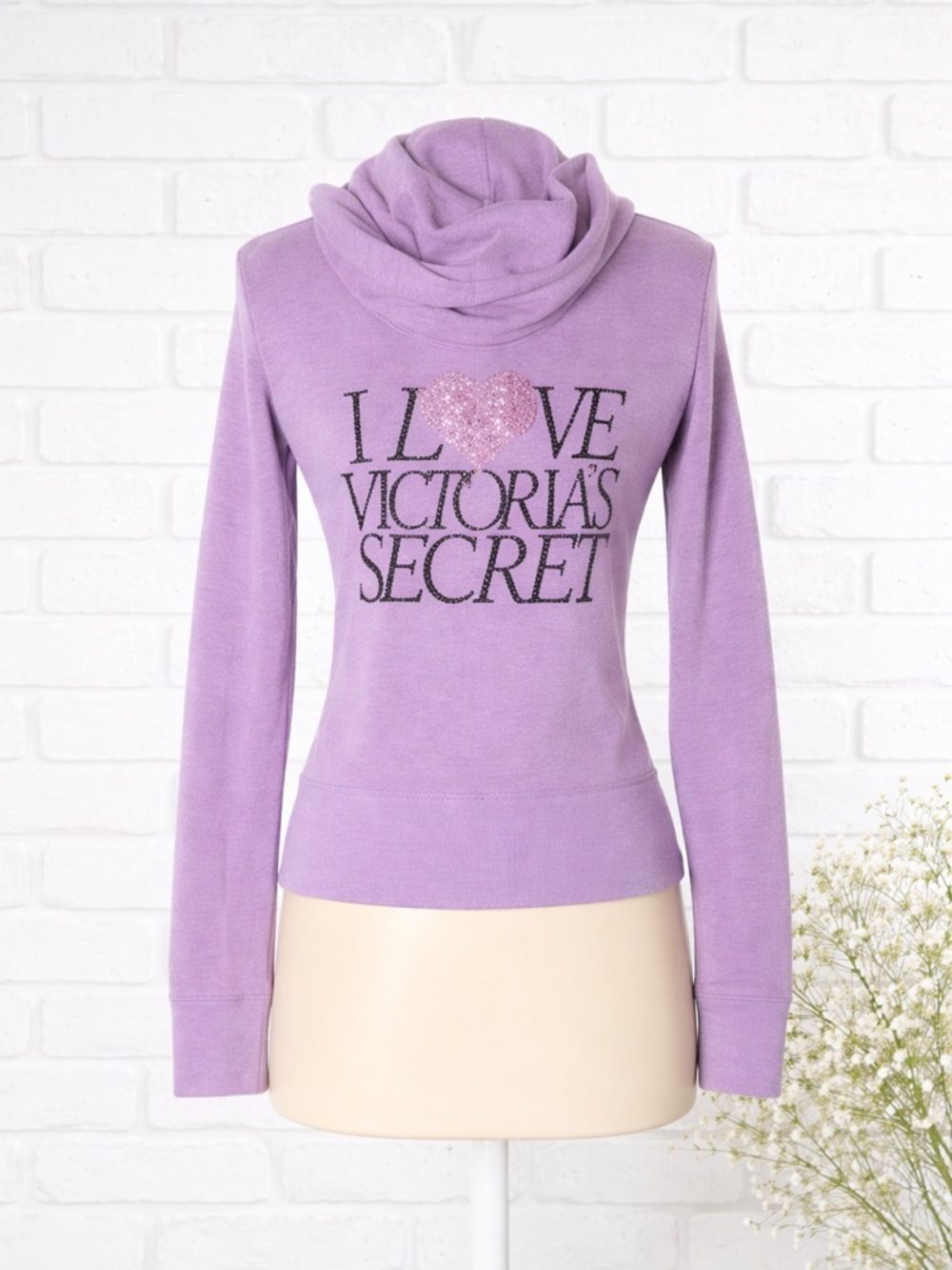 Y2K Victoria's Secret Supermodel Essential Sequin Purple Zip Front Hoodie Size L